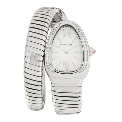 Bulgari Stainless Steel Diamond Bezel 35mm Serpenti Tubogas Quartz Watch 1 of 5