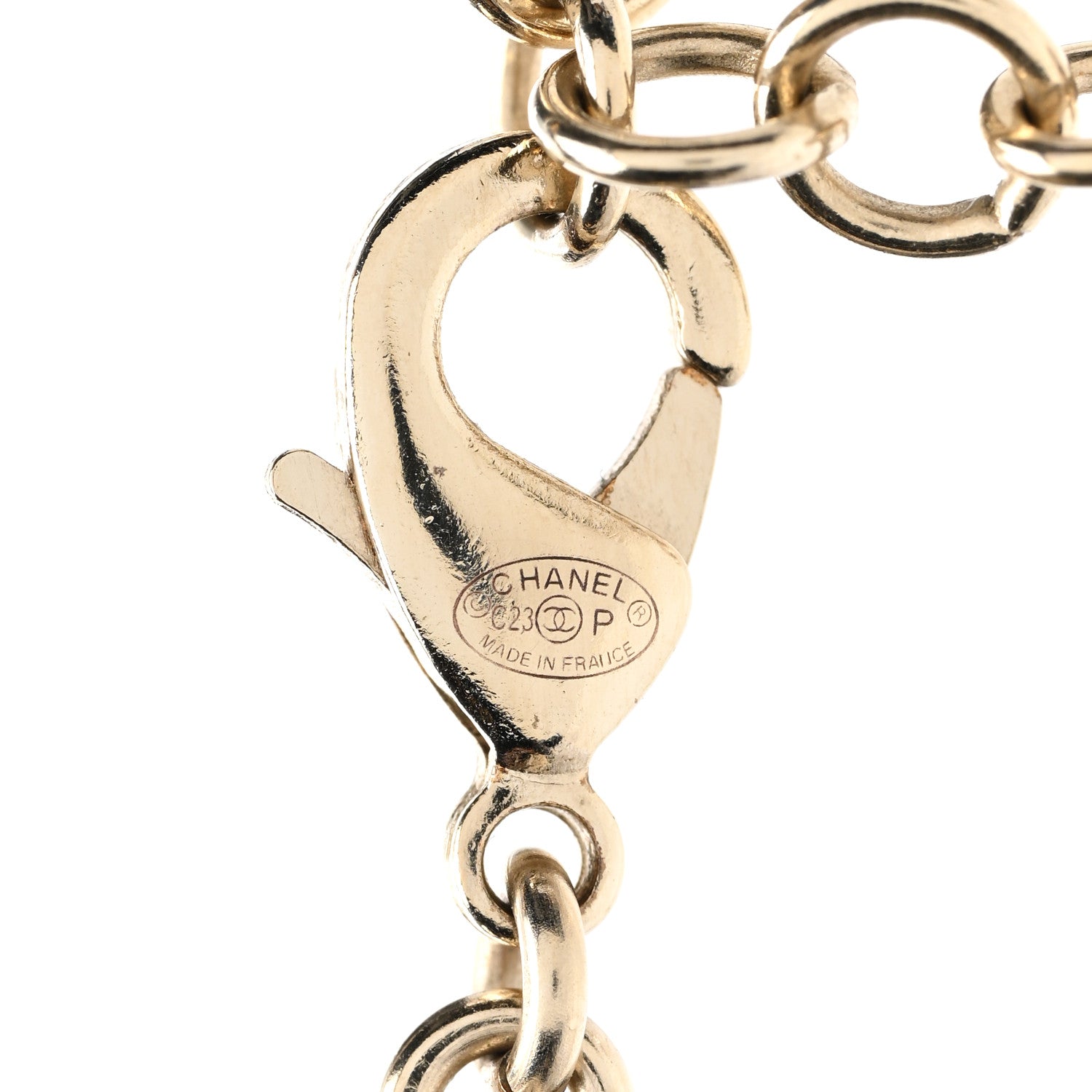 Chanel Pearl Crystal Resin CC Reversible Necklace Pink Gold White 4 of 7