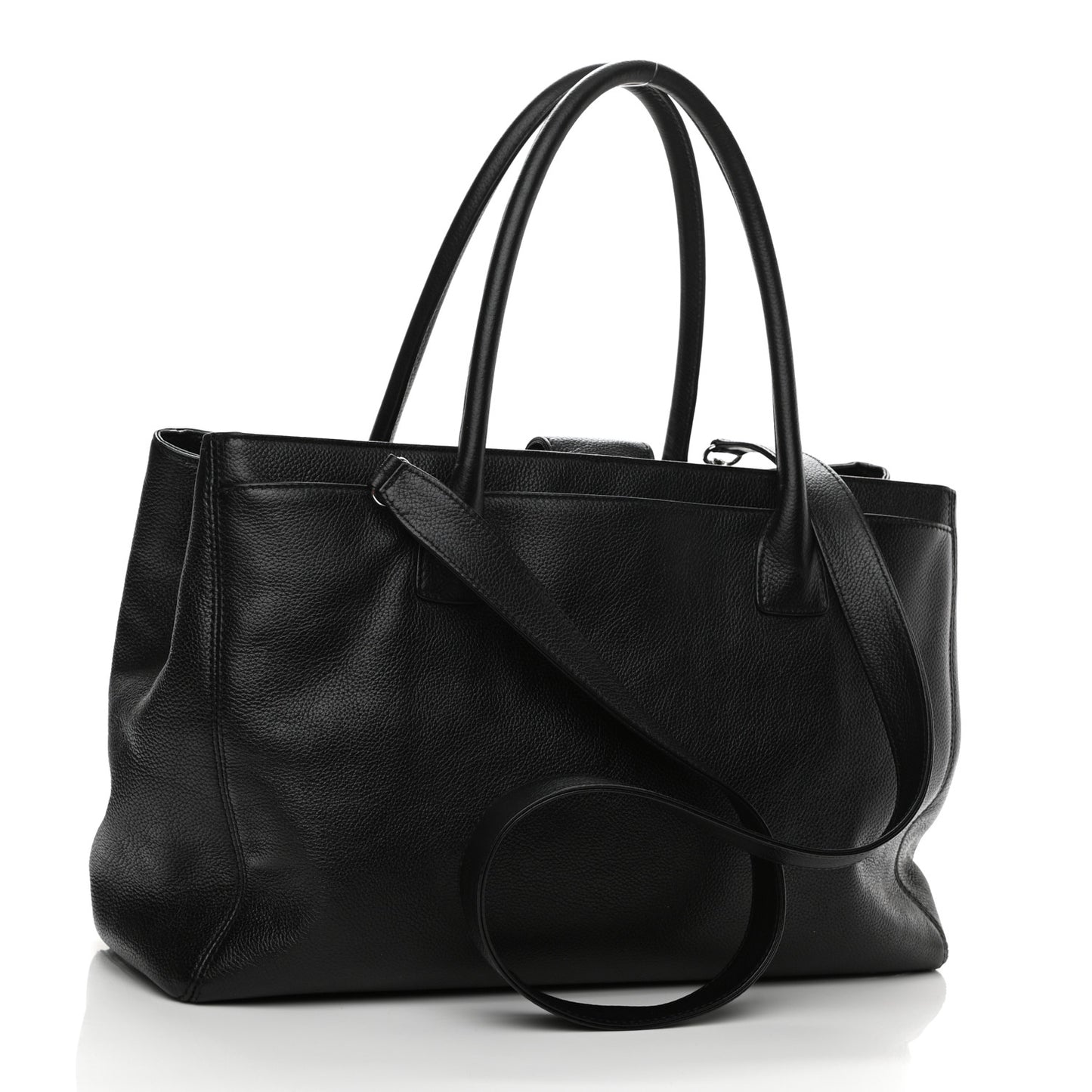 Calfskin Cerf Executive Shopper Tote Black