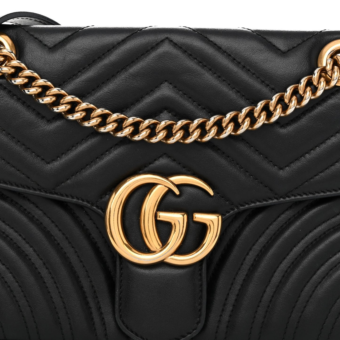 Calfskin Matelasse Small GG Marmont Shoulder Bag Black