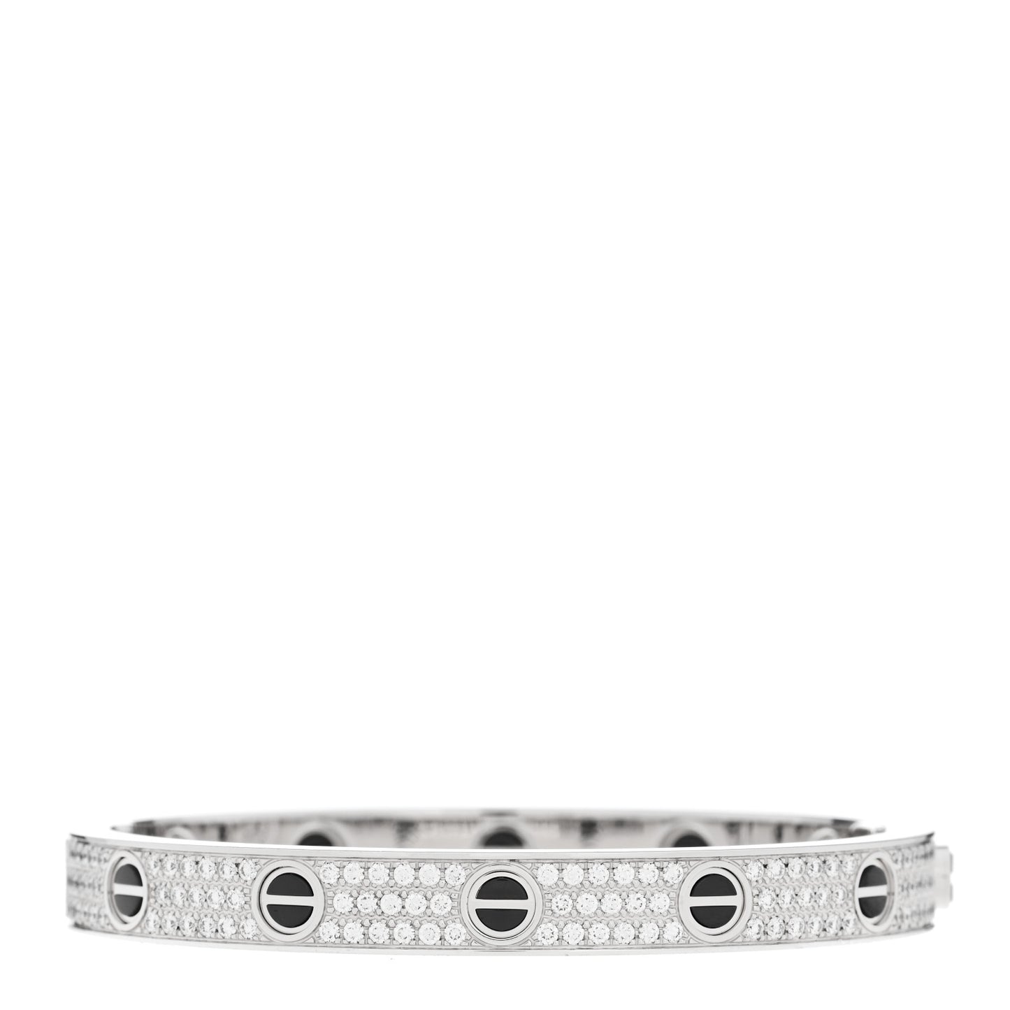 18K White Gold Diamond Ceramic LOVE Paved Bracelet 16