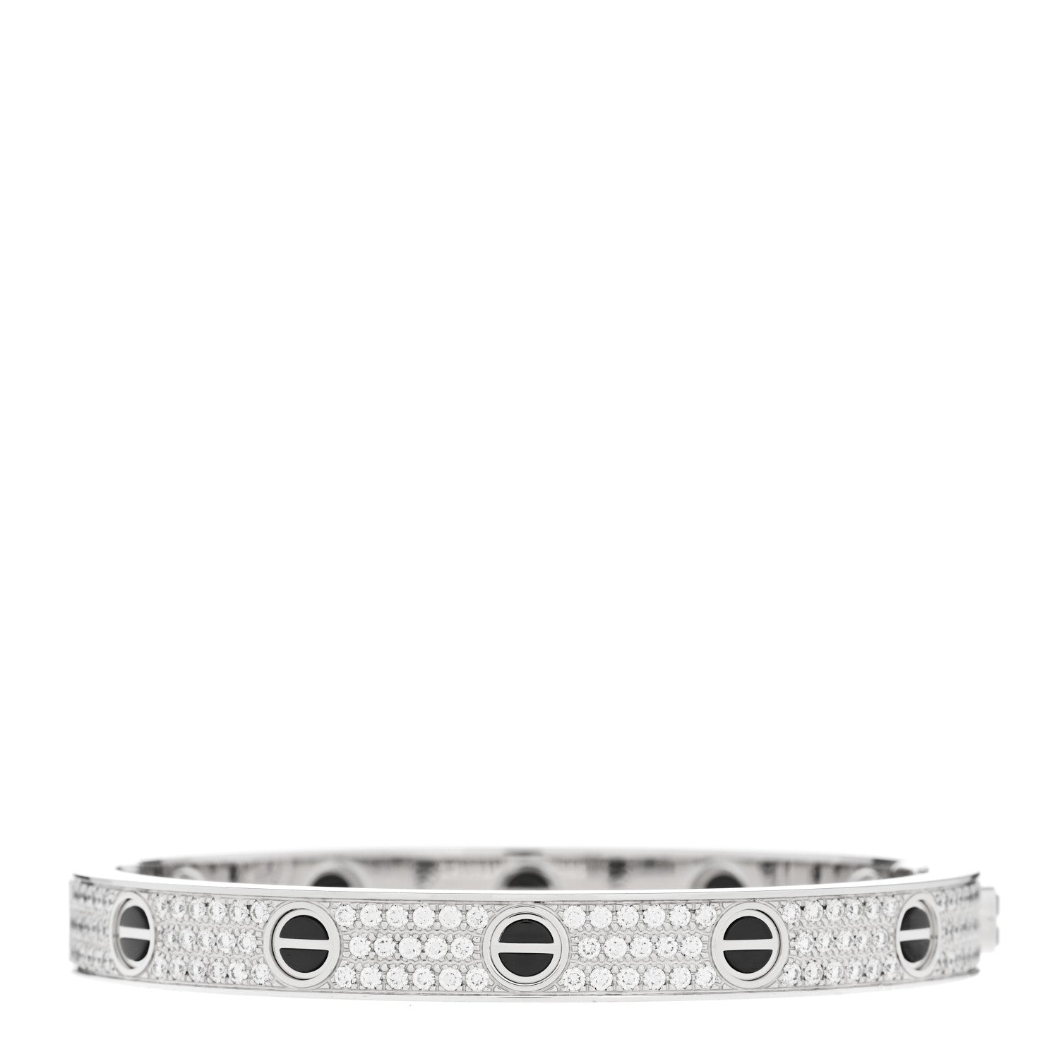 Cartier 18K White Gold Diamond Ceramic LOVE Paved Bracelet 16 2 of 7
