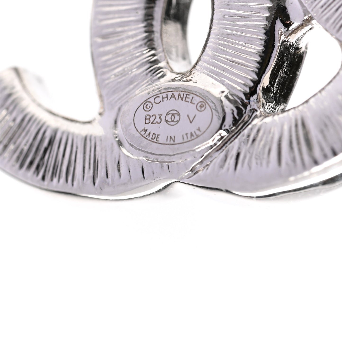 Baguette Crystal Double CC Earrings Silver