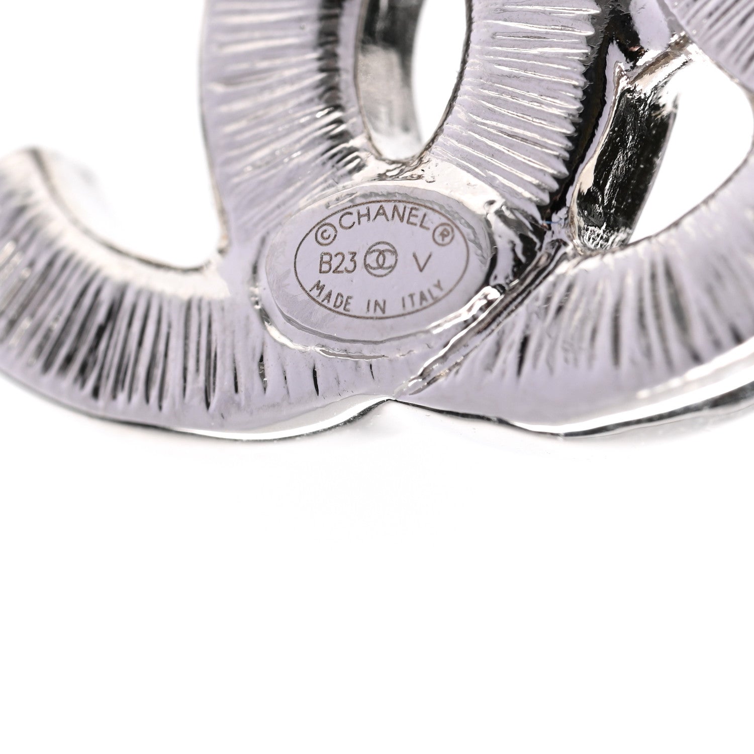Chanel Baguette Crystal Double CC Earrings Silver 3 of 5