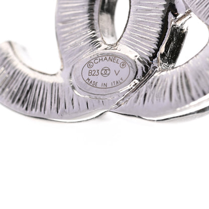 Chanel Baguette Crystal Double CC Earrings Silver 3 of 5