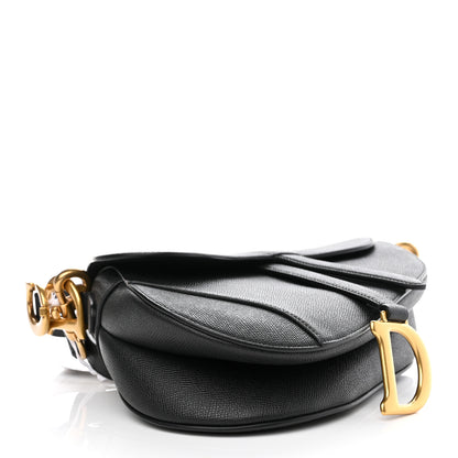Christian Dior Grained Calfskin Saddle Bag With Strap Black 4 of 8