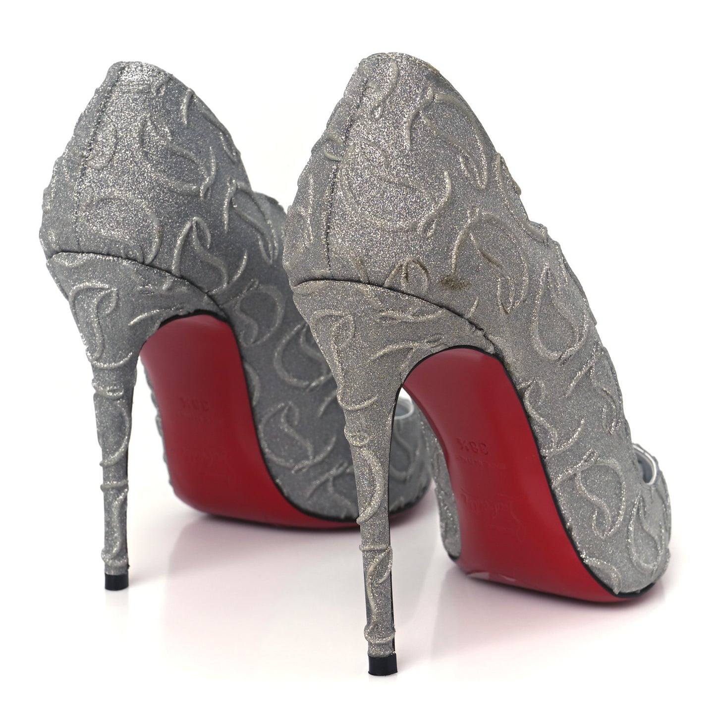 Glitter Calfskin Hot Chick 100 Pumps 38.5 Silver