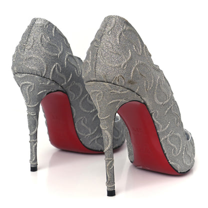 Christian Louboutin Glitter Calfskin Hot Chick 100 Pumps 38.5 Silver 5 of 8