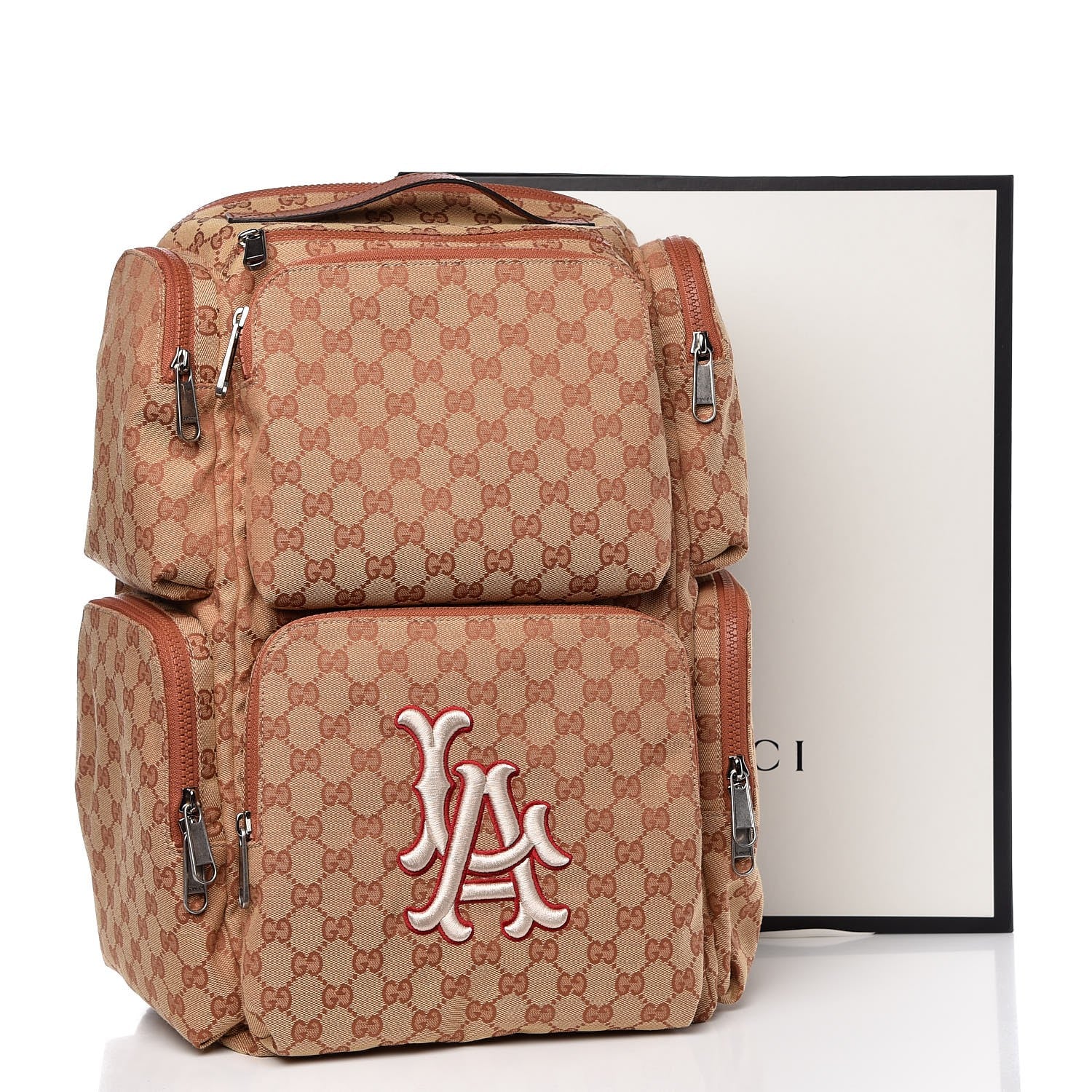 Gucci X MLB GG Monogram LA Dodgers Large Backpack Beige Ruggine Ivory 10 of 10
