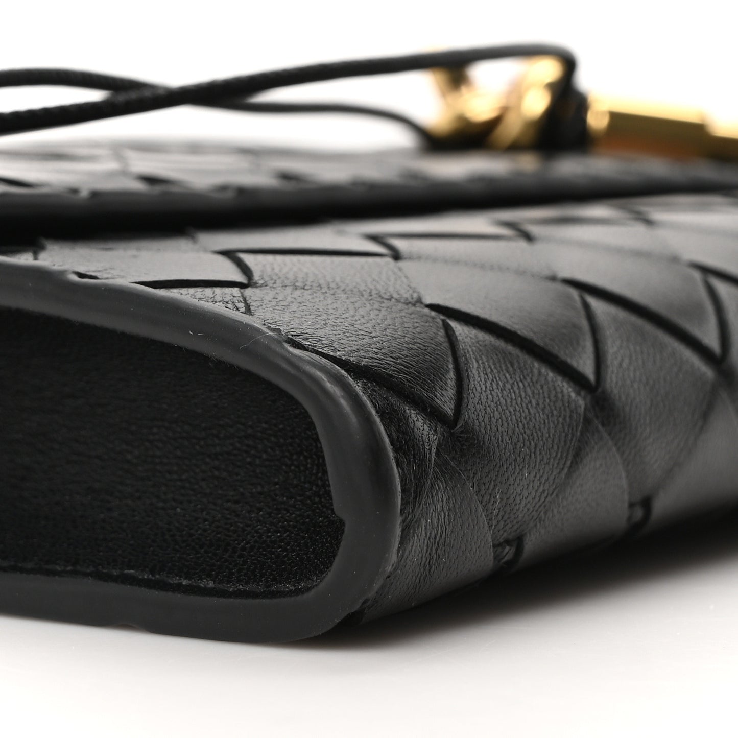 Nappa Intrecciato Long Andiamo Top Handle Clutch Black