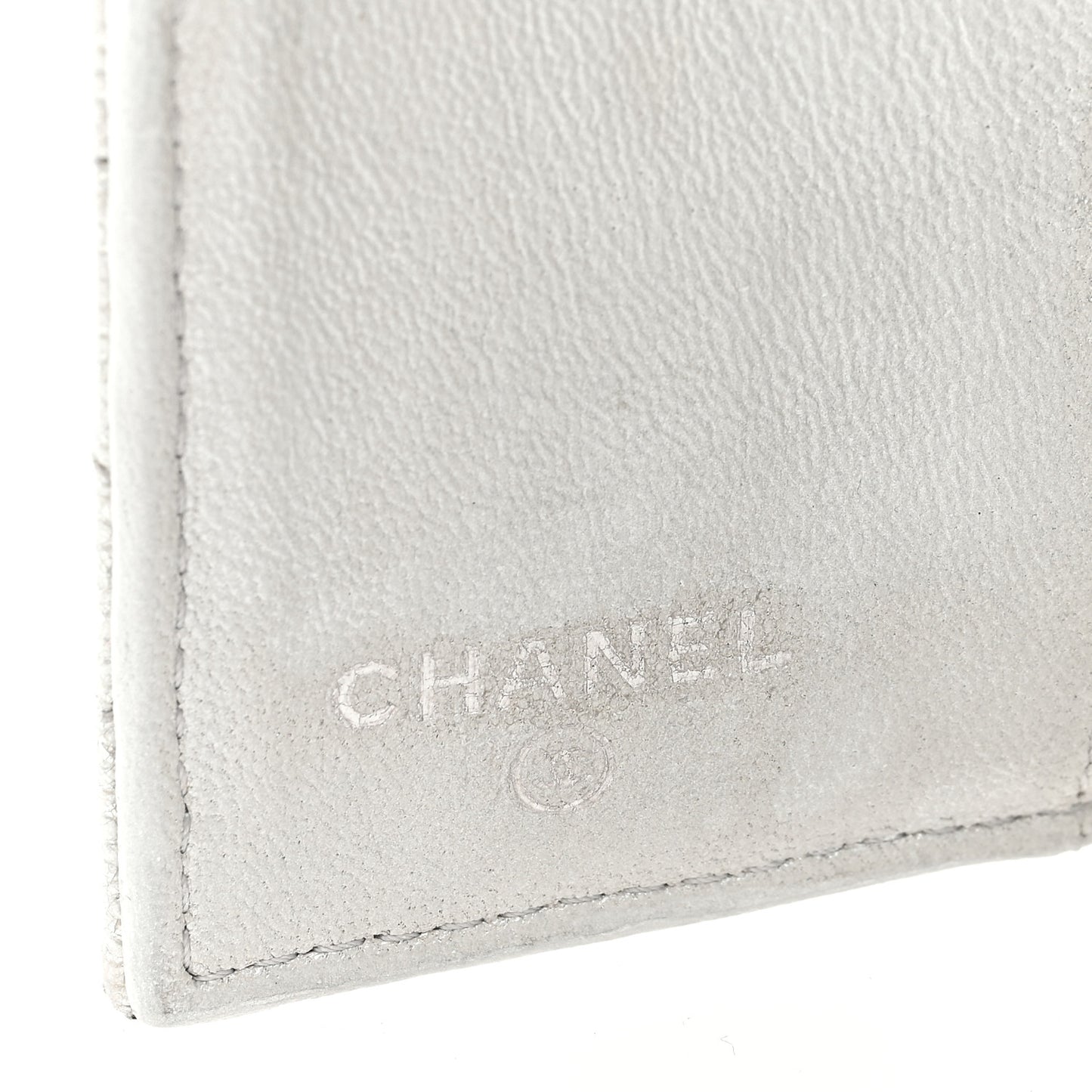 Caviar Quilted Double Flap Wallet Silver