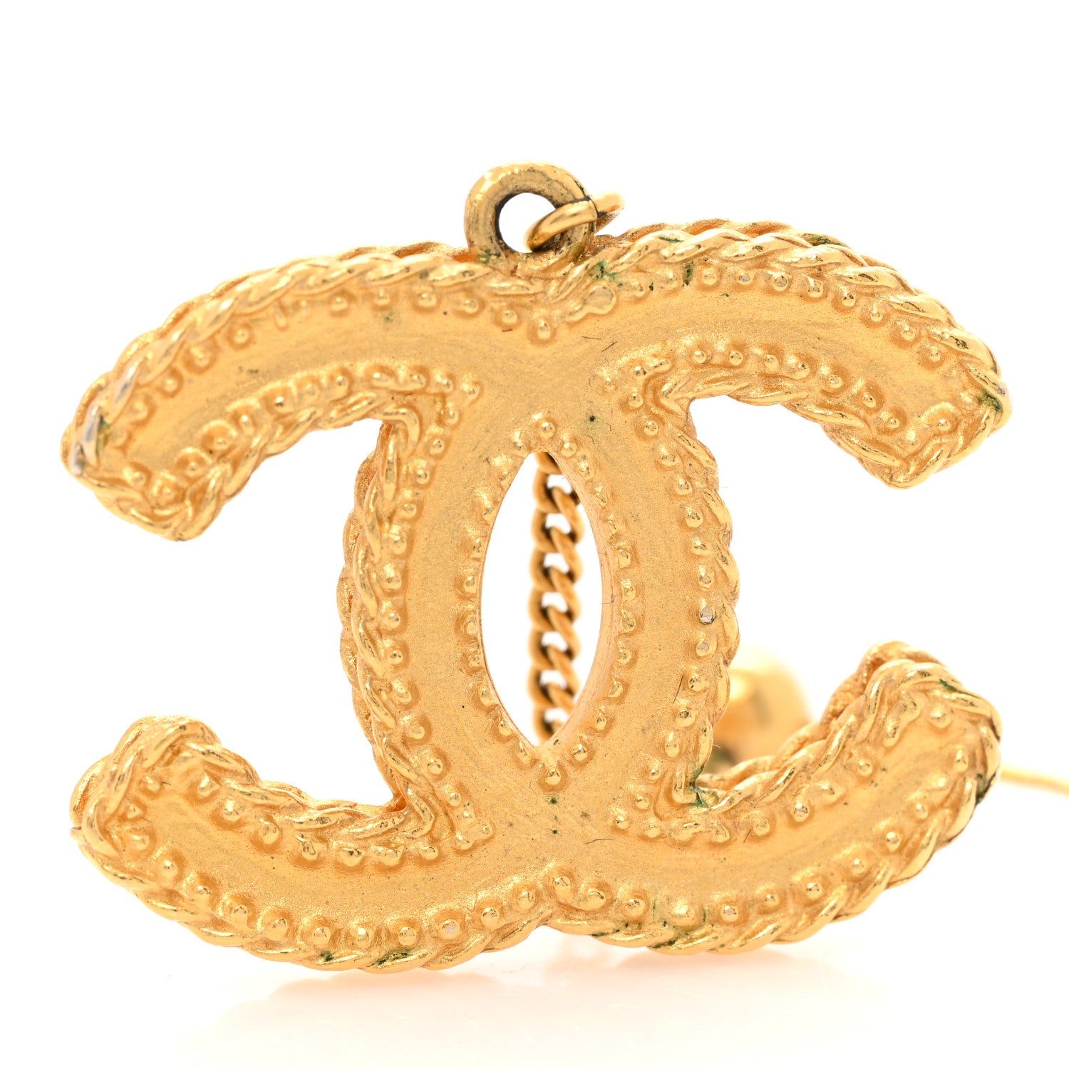 Chanel CC Drop Earrings Matte Gold 6 of 6