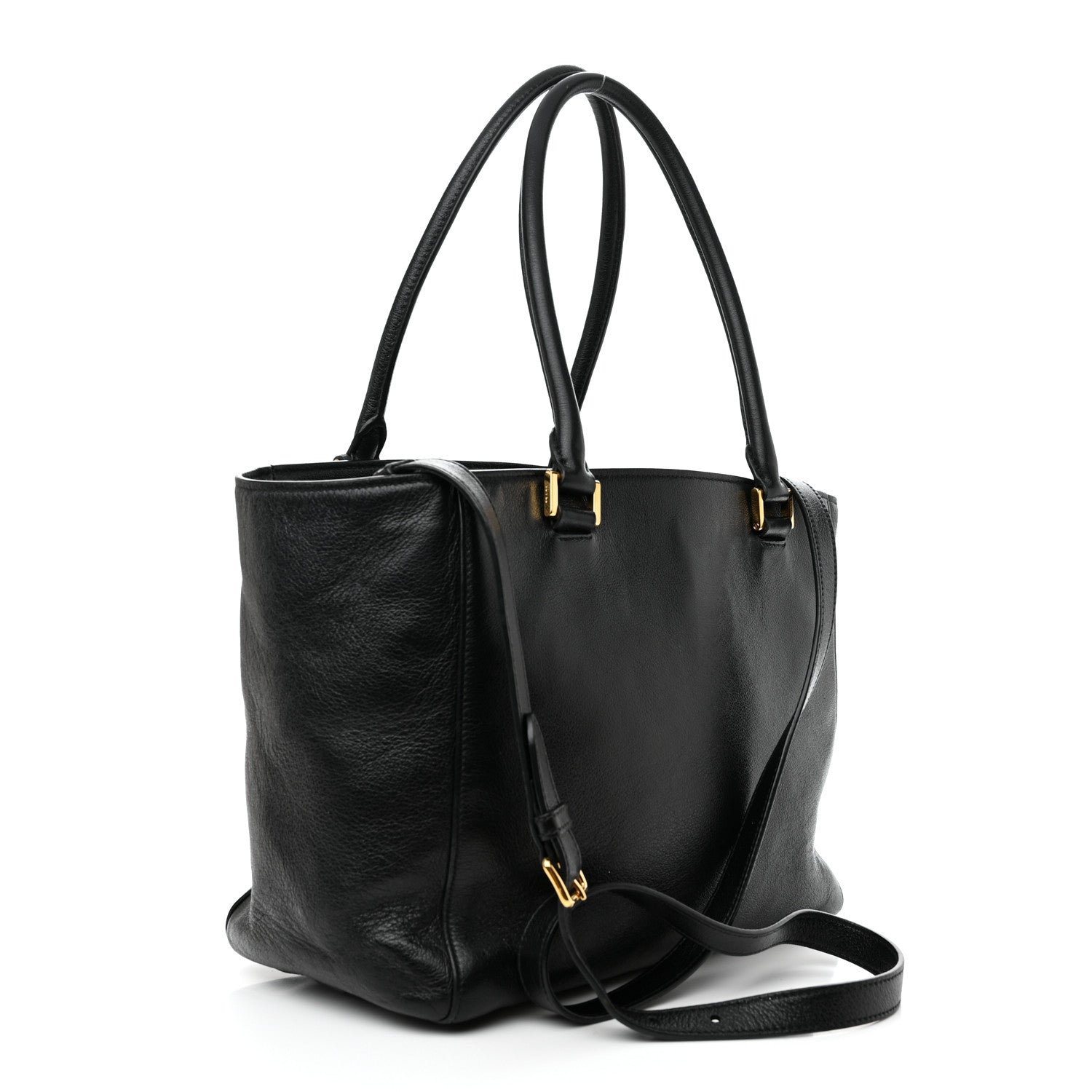 Prada Calfskin Front Pocket Tote Black 3 of 11