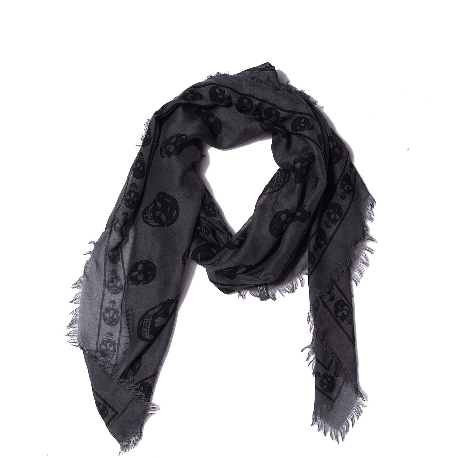 Alexander McQueen Modal Silk Skull Scarf Charcoal 1 of 7