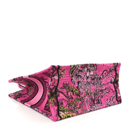 Christian Dior Canvas Embroidered Medium Toile de Jouy Voyage Book Tote Fuchsia Multicolor 4 of 10