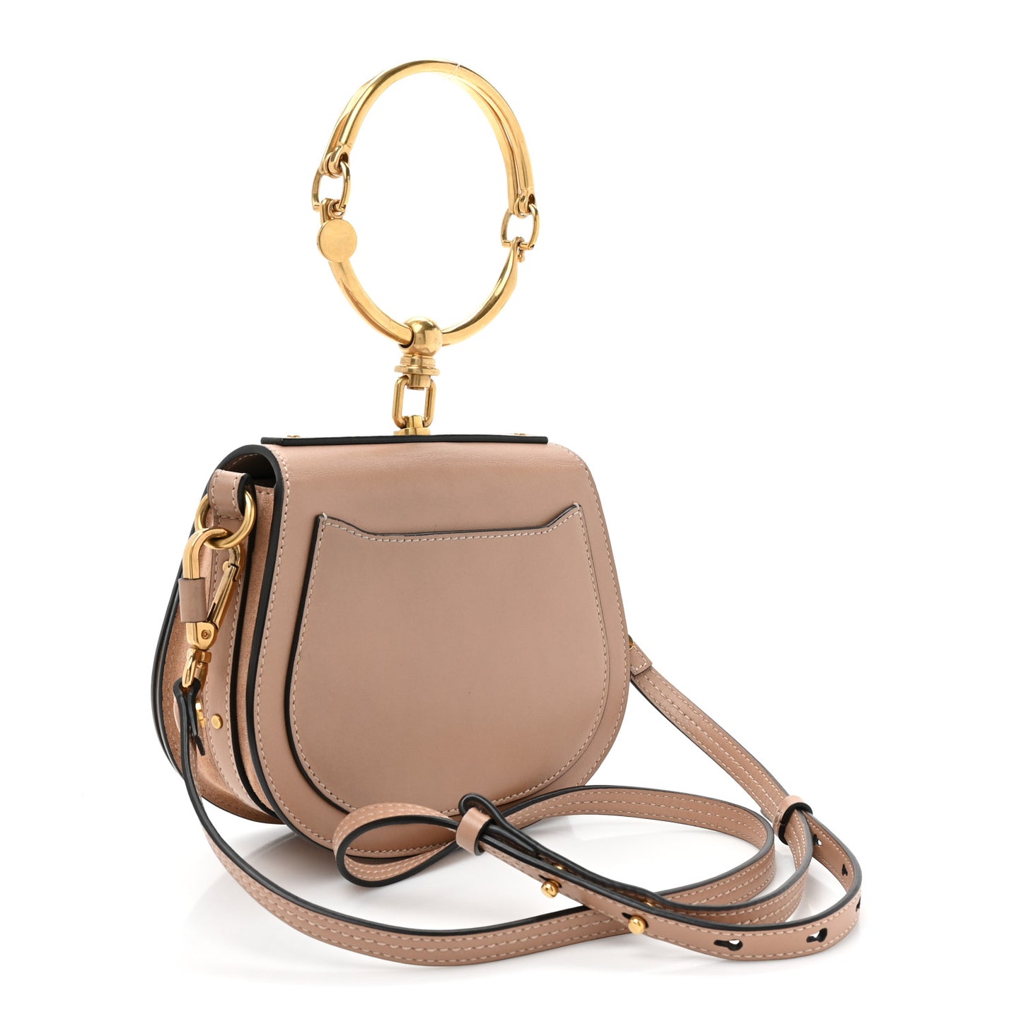 Calfskin Suede Small Nile Bracelet Bag Biscotti Beige