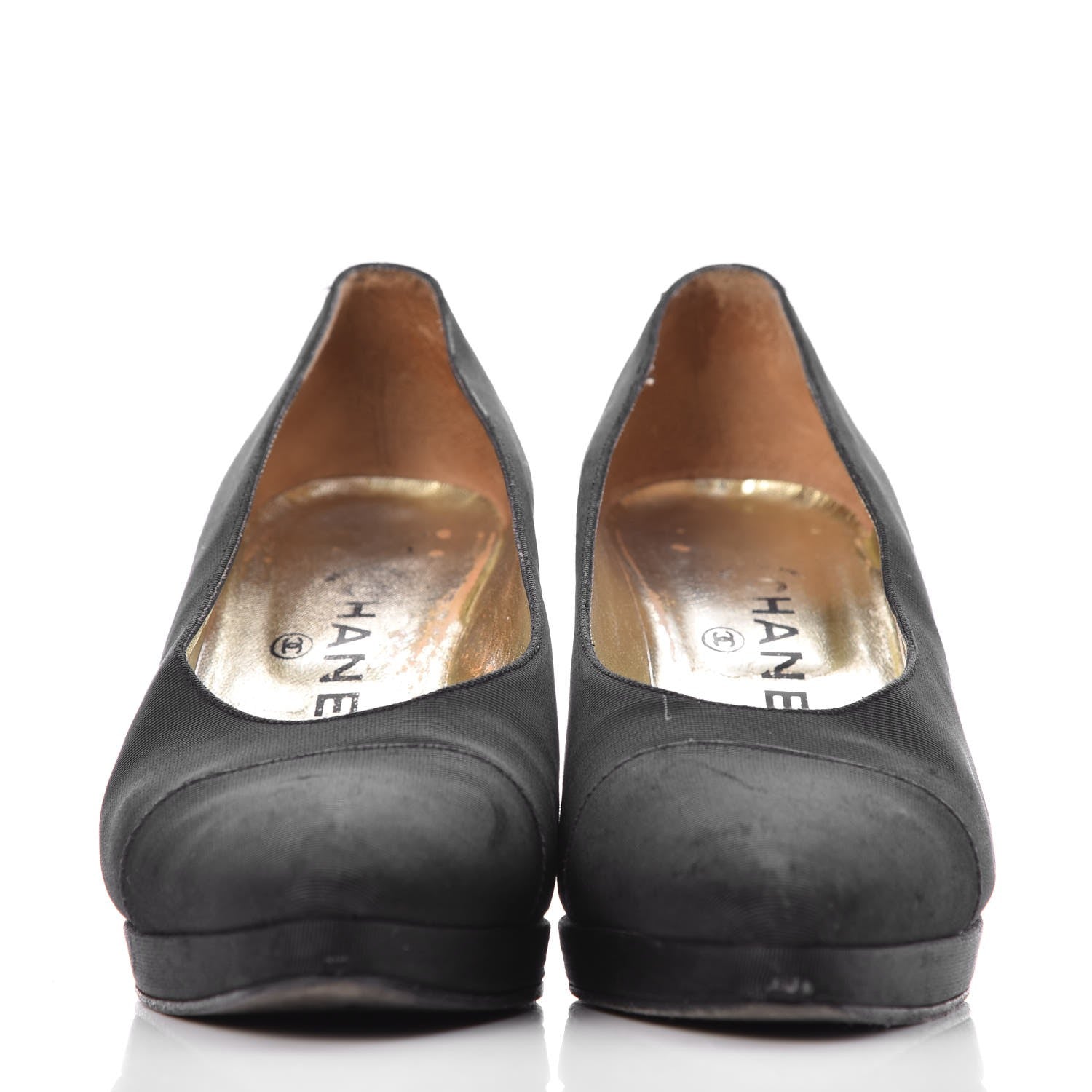 Chanel Grosgrain Cap Toe Pumps 37.5 Black 2 of 19