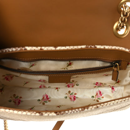 Gucci Raffia Elaphe Matelasse Small GG Marmont Shoulder Bag Natural Cream Brown 5 of 9