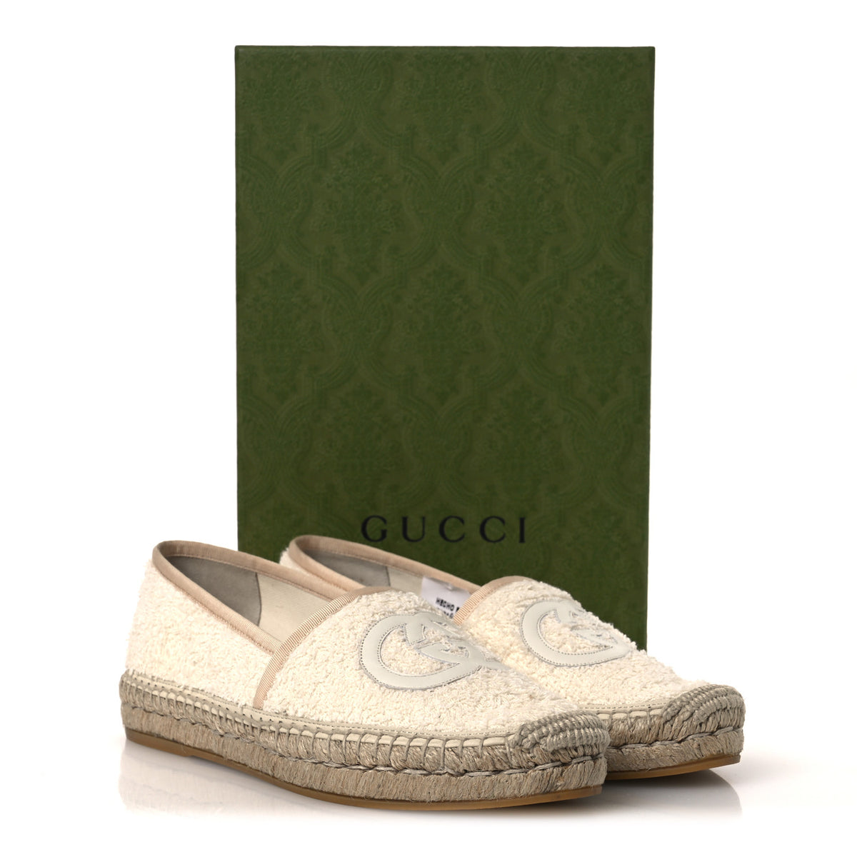 Gucci Terry Cloth Interlocking G Espadrilles 38.5 Ivory Dusty White Beige 11 of 11
