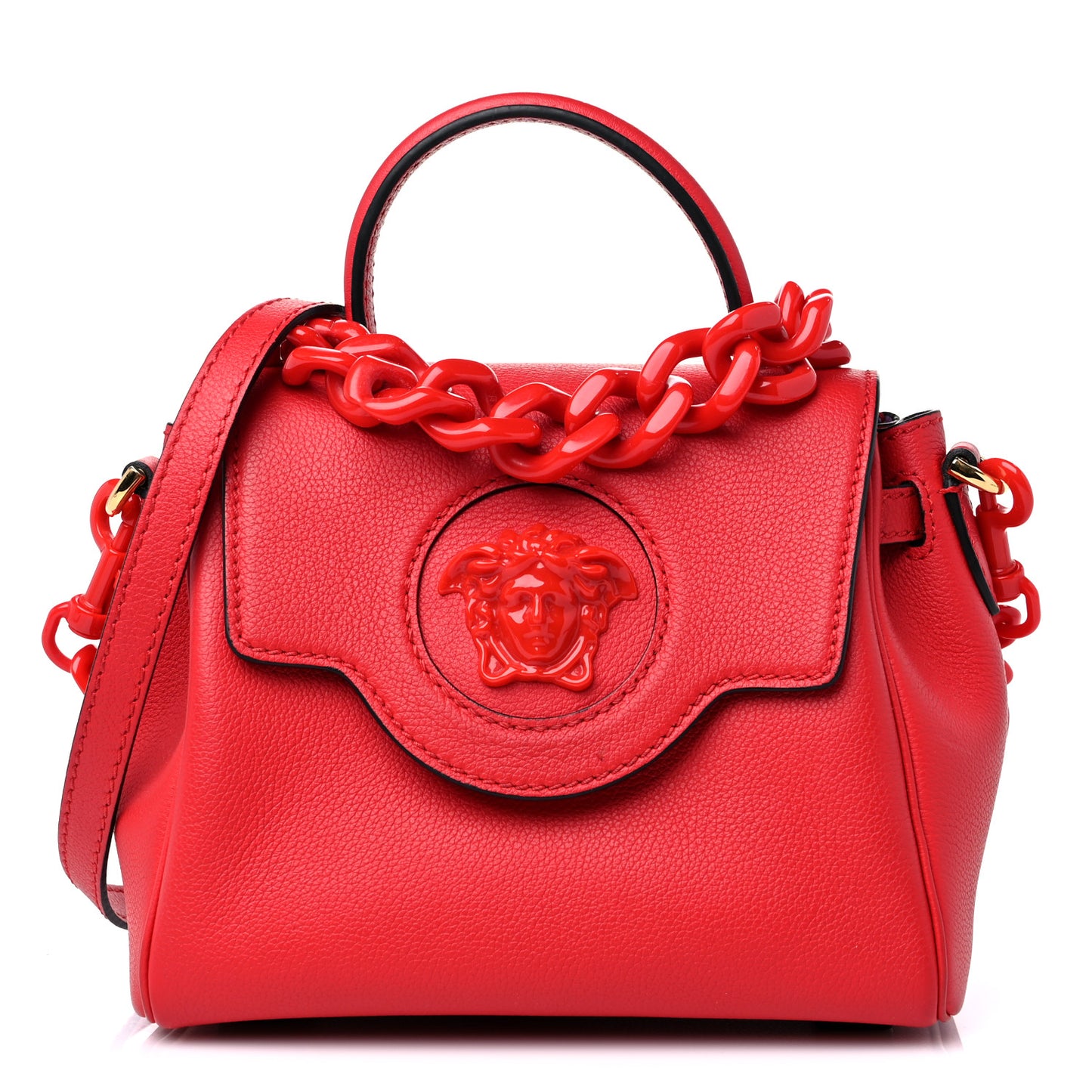 Grained Calfskin Medium La Medusa Bag Red