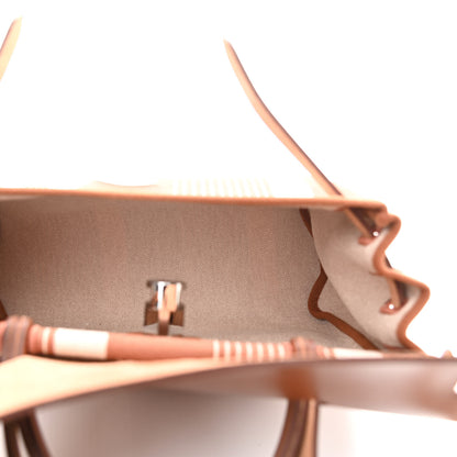 Hermes Vache Hunter Toile H Vibration Herbag Zip Retourne 31 PM Fauve Ecru Beige 6 of 10