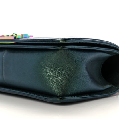 Chanel Iridescent Goatskin Quilted Medium Boy Flap Green 10 of 13