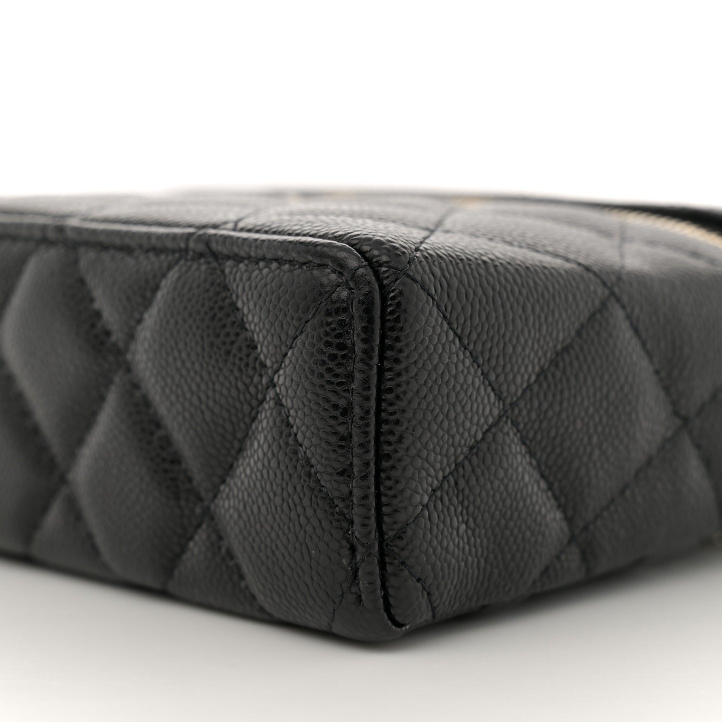 Caviar Quilted Top Handle Slim Vanity With Chain Black