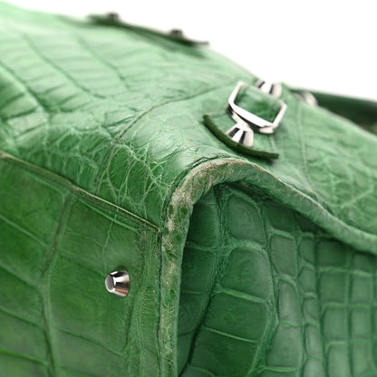 Balenciaga Crocodile Classic Silver Hardware Work Green 13 of 17