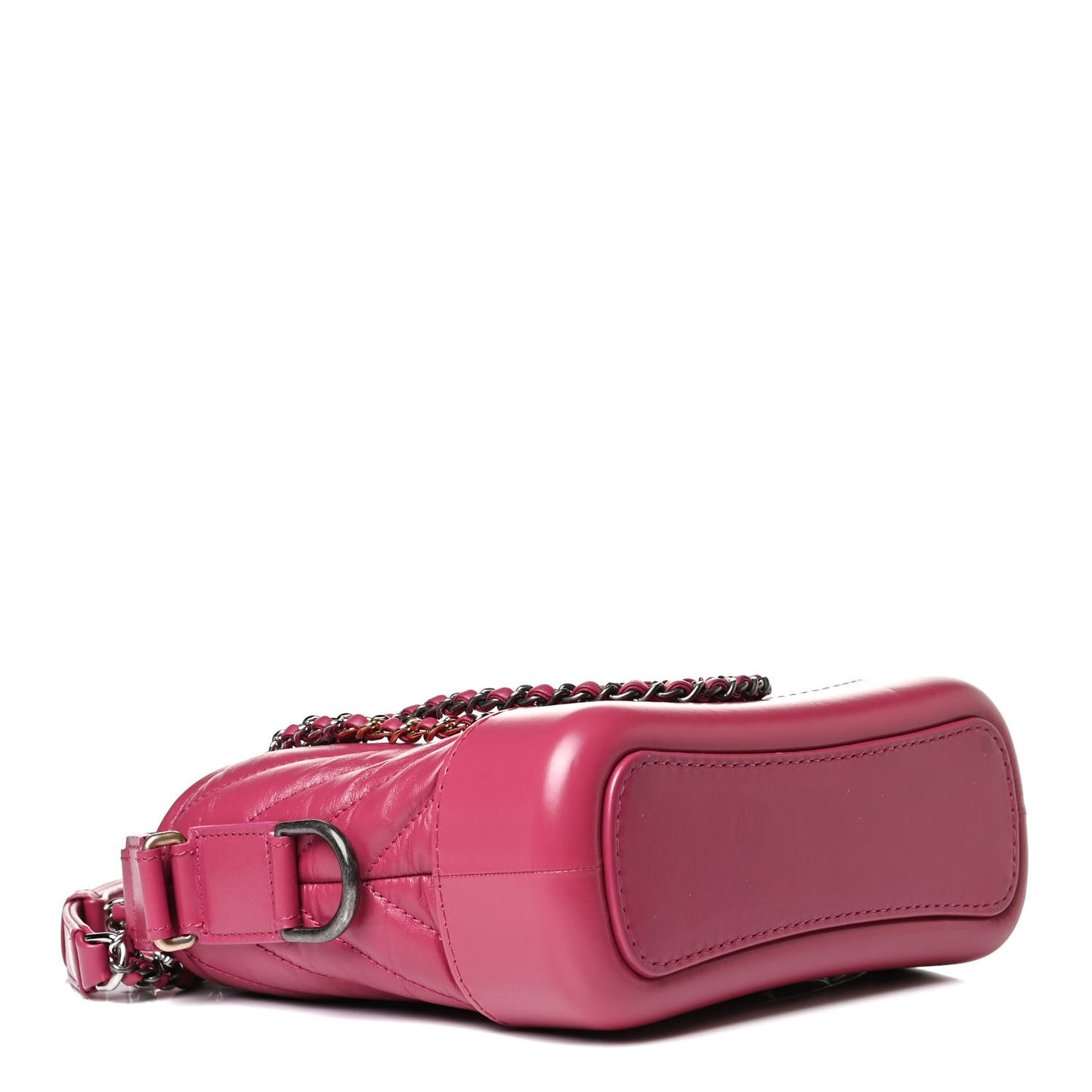 Aged Calfskin Chevron Quilted Small Gabrielle Hobo Dark Pink