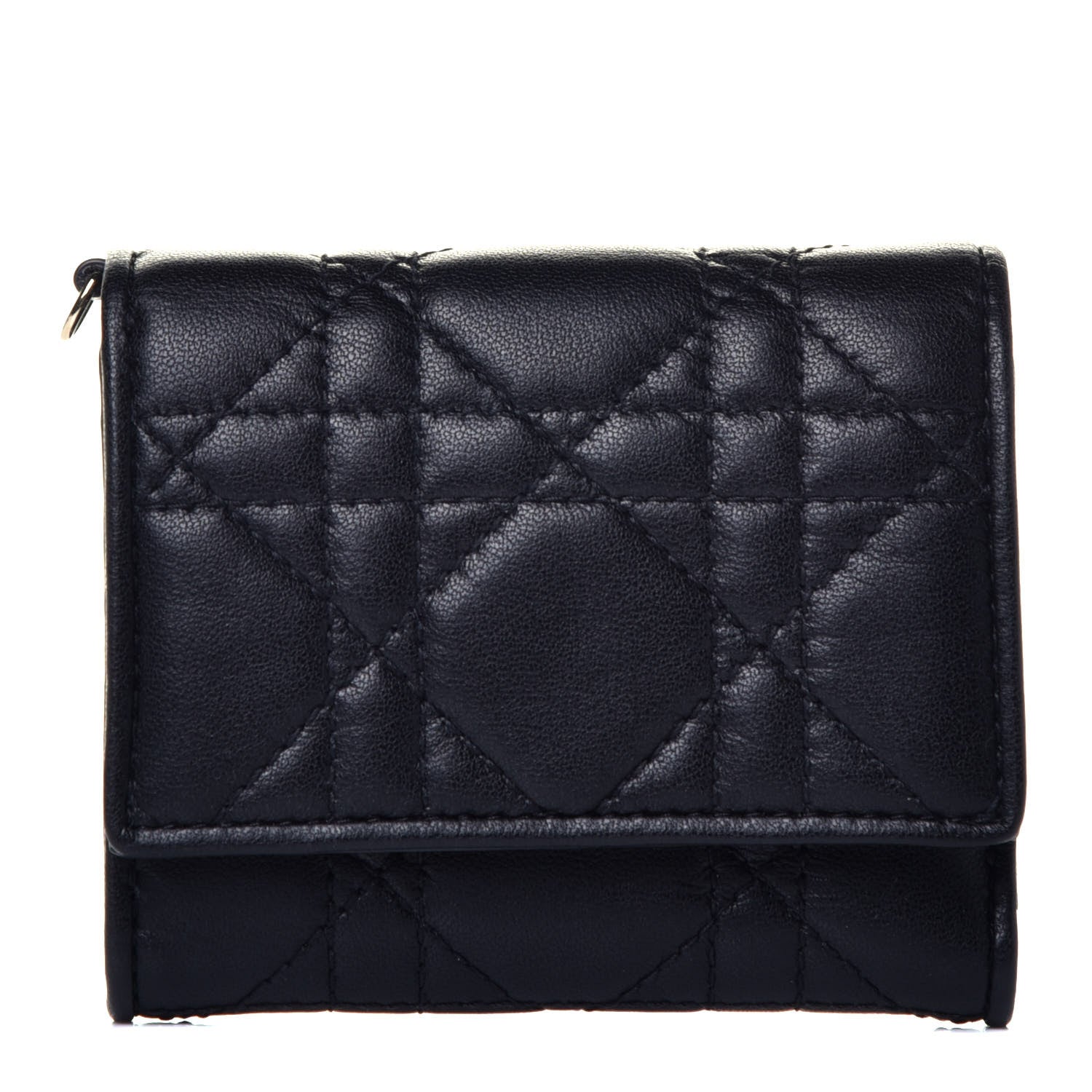 Christian Dior Lambskin Cannage Lady Dior Lotus Wallet Black 1 of 7