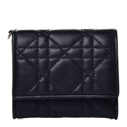 Christian Dior Lambskin Cannage Lady Dior Lotus Wallet Black 1 of 7