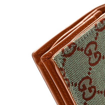 Gucci Moire Calfskin Monogram Bi-Fold Card Case Pale Blue Brown 8 of 11