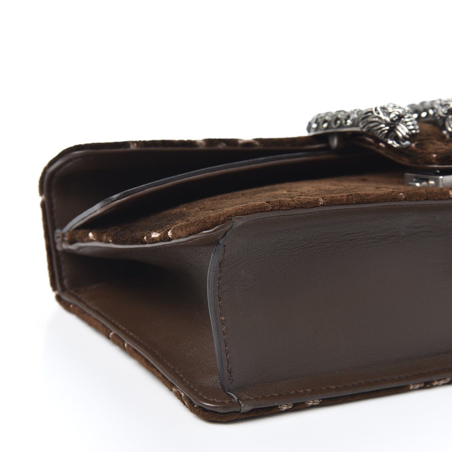 Gucci Velvet Moon Calfskin Crystal GG Monogram Small Dionysus Shoulder Bag Brown Vintage Cocoa Black Diamond 5 of 9