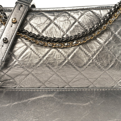 Chanel Metallic Lambskin Calfskin Quilted Medium Gabrielle Hobo Silver 8 of 10