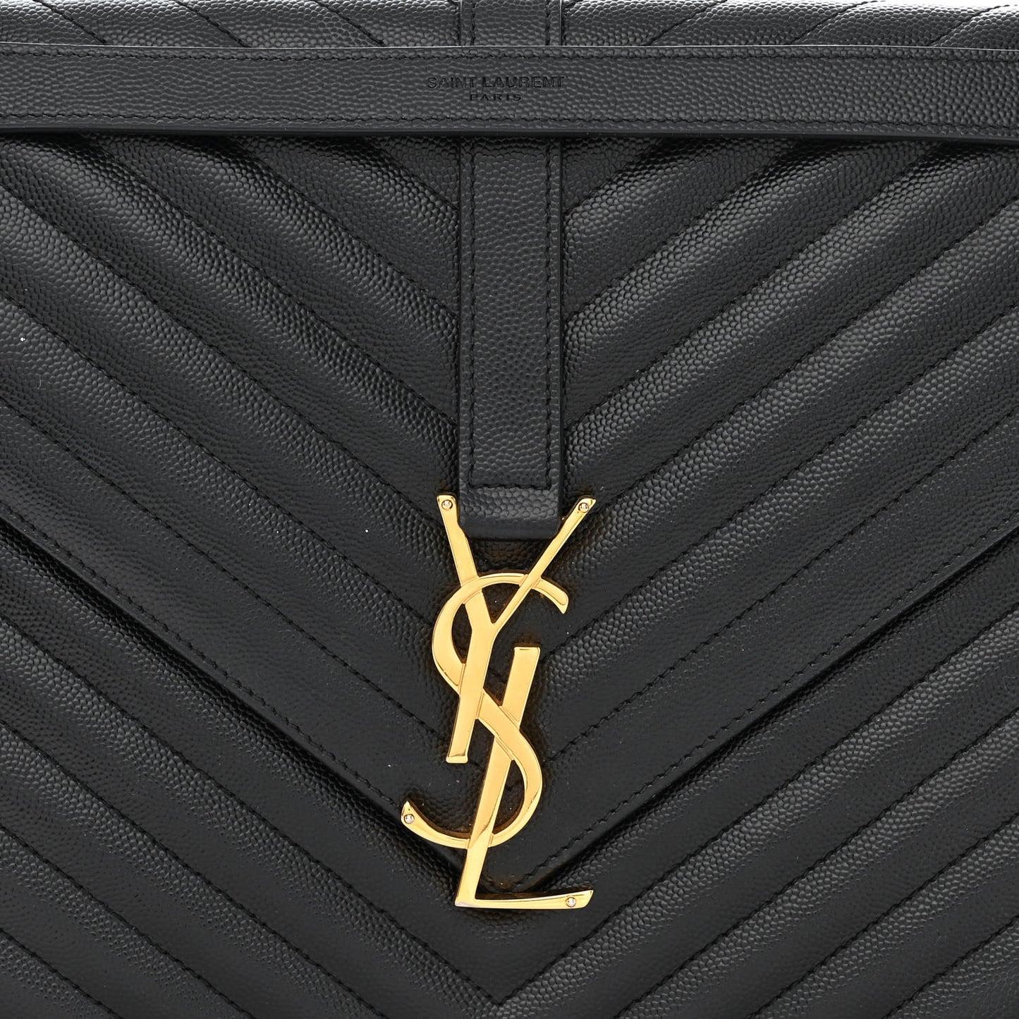Grain De Poudre Matelasse Chevron Large Monogram Satchel Black