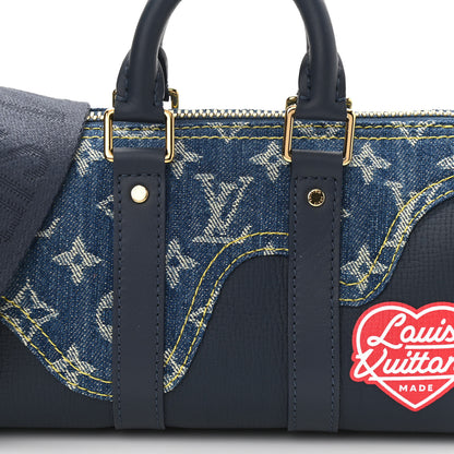 Louis Vuitton Taurillon Monogram Denim Drip Keepall XS Blue 7 of 9