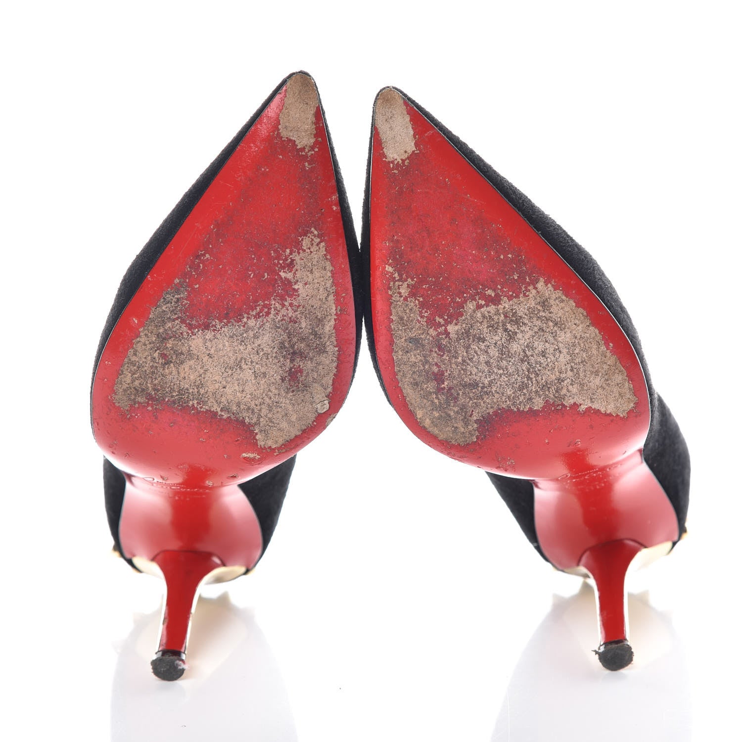 Christian Louboutin Suede Spiked Zappa 100 Pumps 35 Black Gold 13 of 18