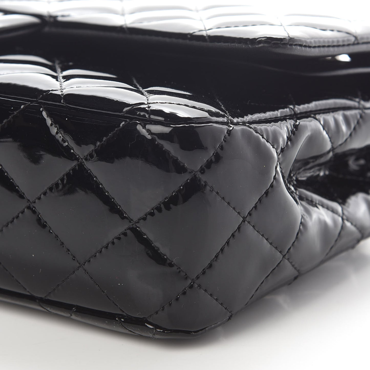 Patent Quilted Medium Double Flap Black