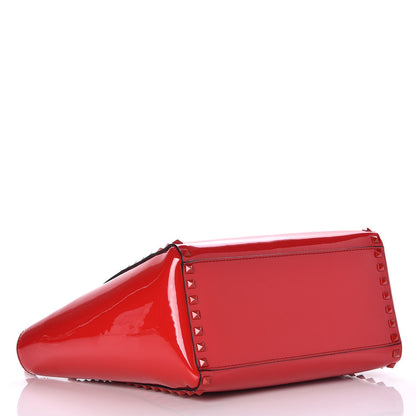 Valentino Garavani Patent Monochrome Rockstud Double Handle Tote Rosso Valentino 4 of 11