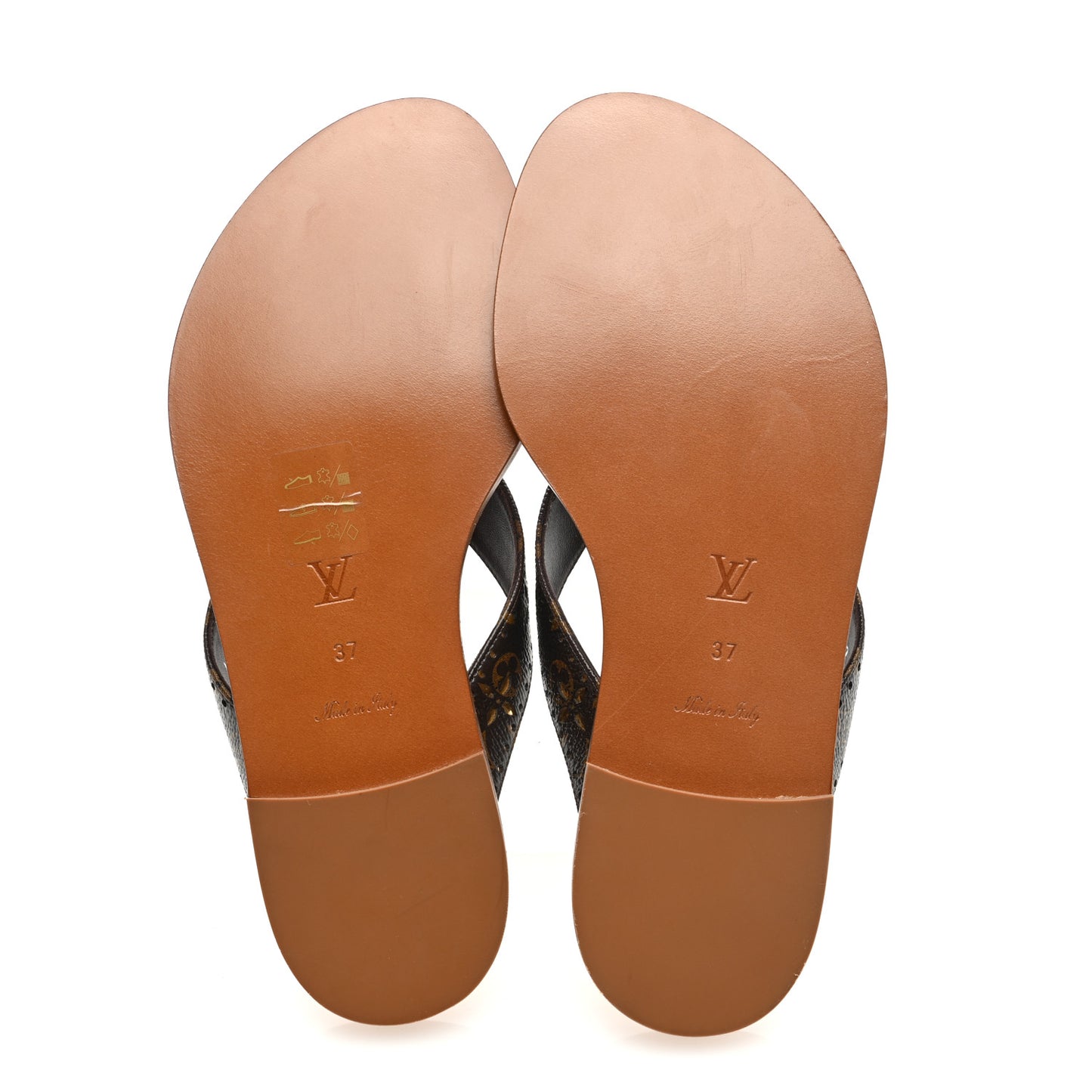 Monogram Sunny Flat Thong Sandals 37 Brown