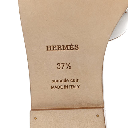 Hermes Box Calfskin Oran Sandals 37.5 White 8 of 8