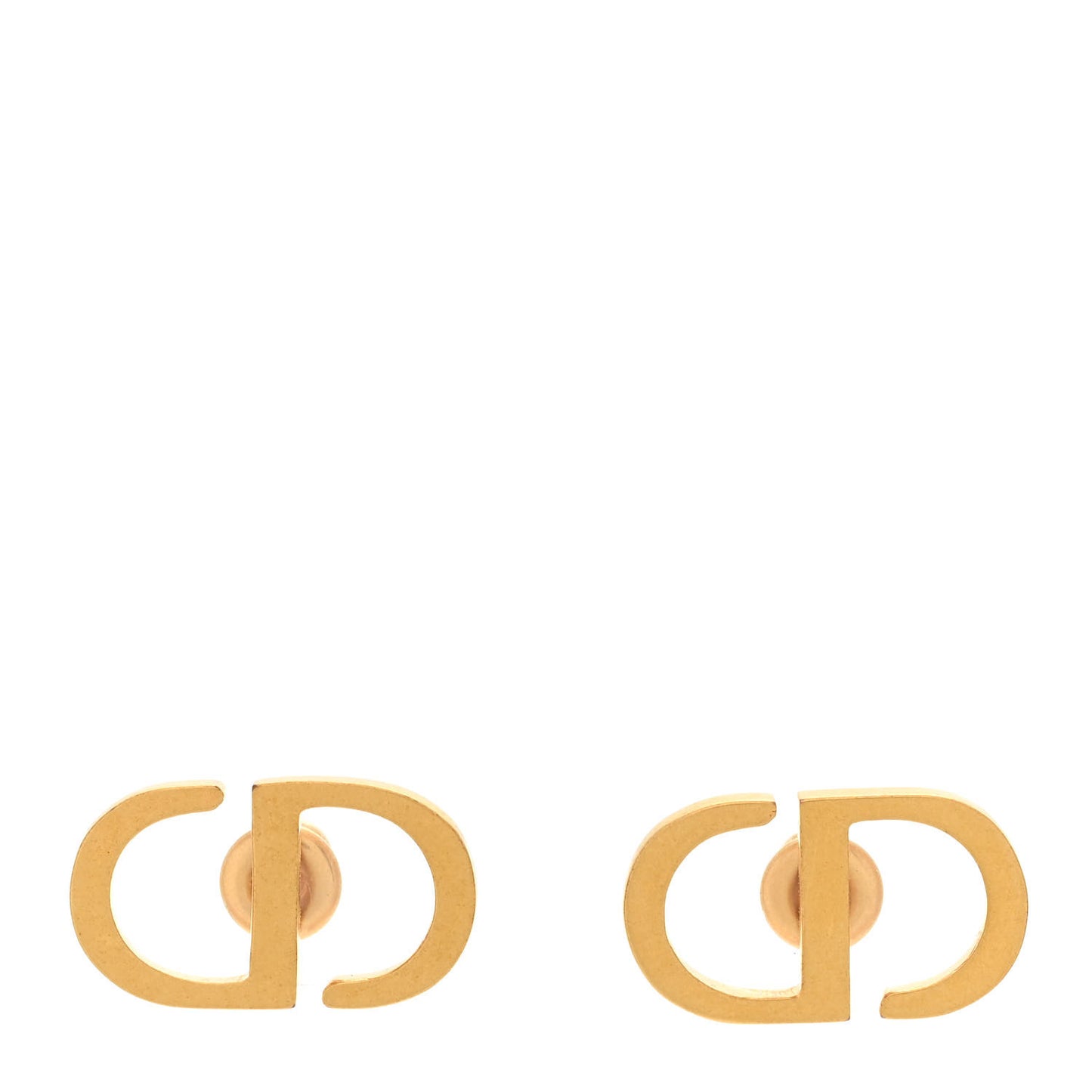 Metal Petit CD Stud Earrings Gold