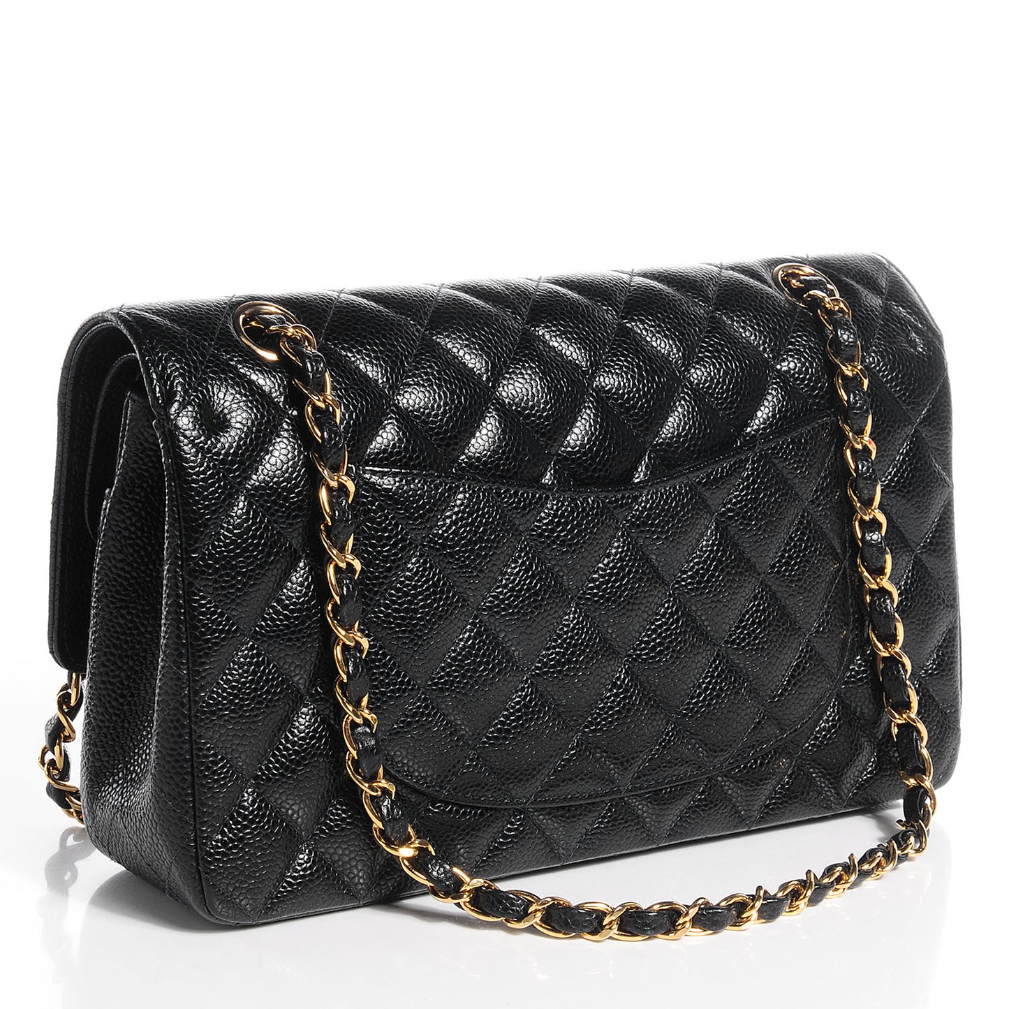 Caviar Quilted Medium Double Flap Black
