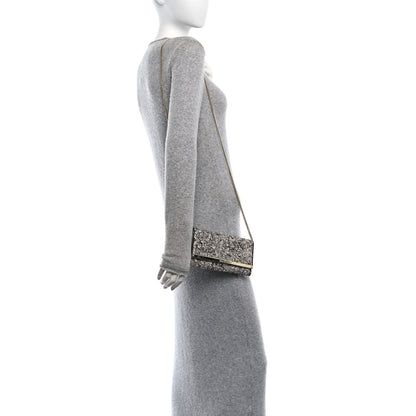 Jimmy Choo Glitter Milla Wallet on Chain Silver 2 of 9