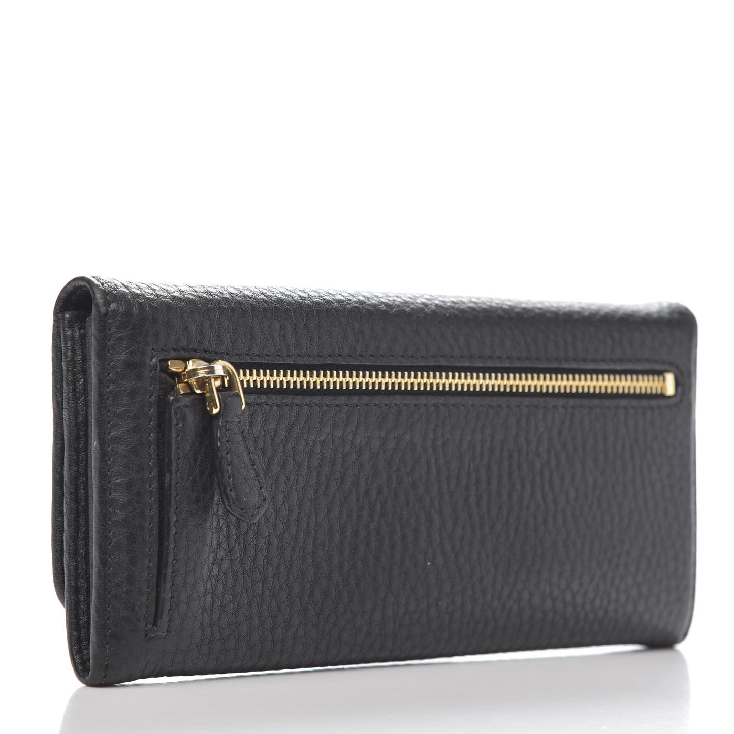 Vitello Daino Continental Flap Wallet Black