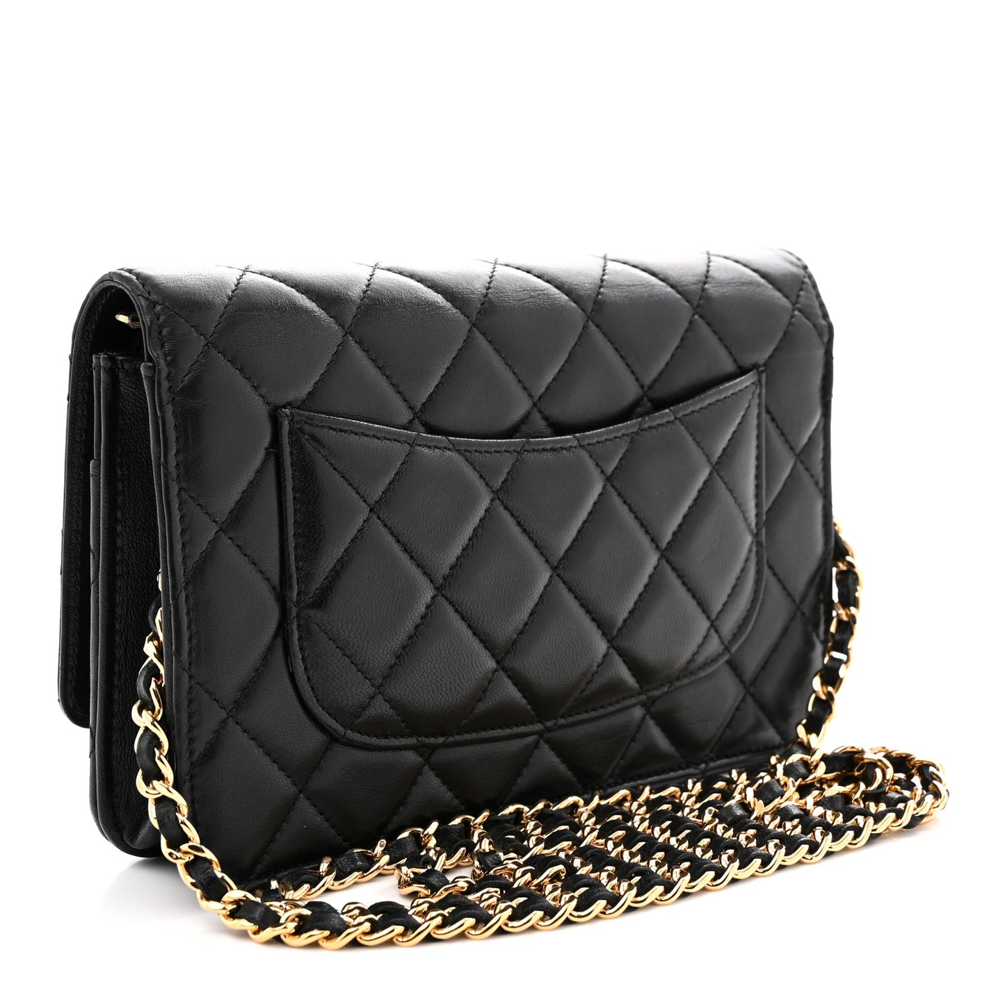 Lambskin Quilted Wallet On Chain WOC Black