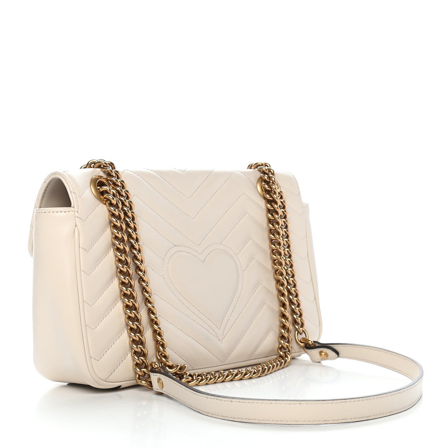 Calfskin Matelasse Small GG Marmont Shoulder Bag White