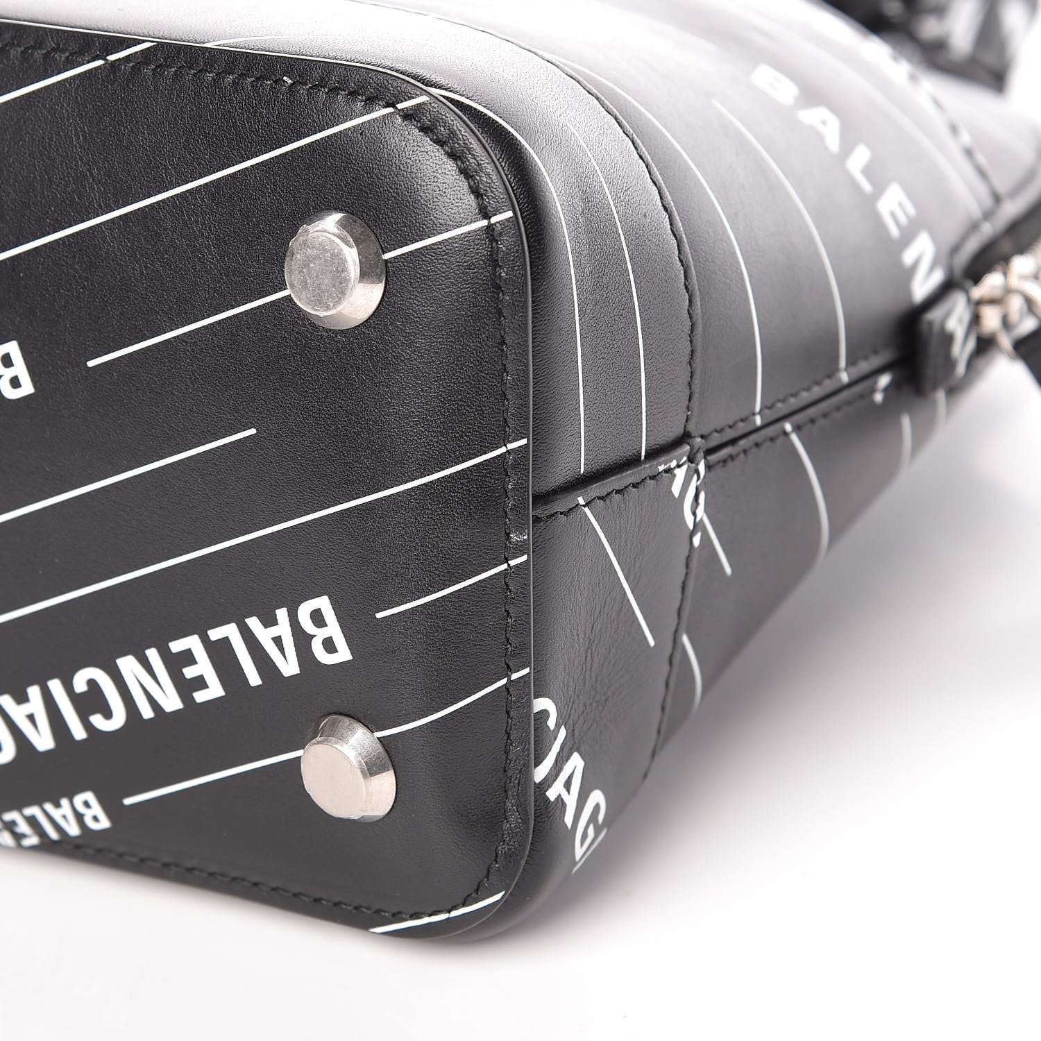 Balenciaga Calfskin Logo Print S Ville Top Handle Bag Black White 8 of 8