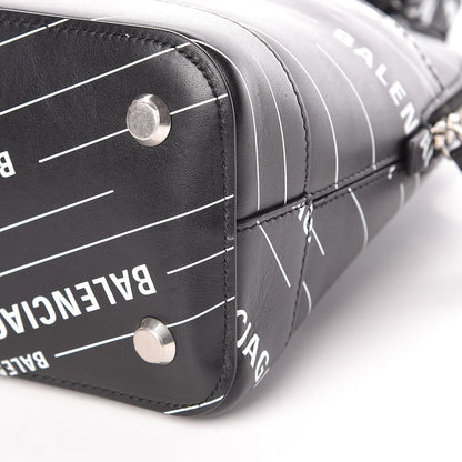Balenciaga Calfskin Logo Print S Ville Top Handle Bag Black White 8 of 8