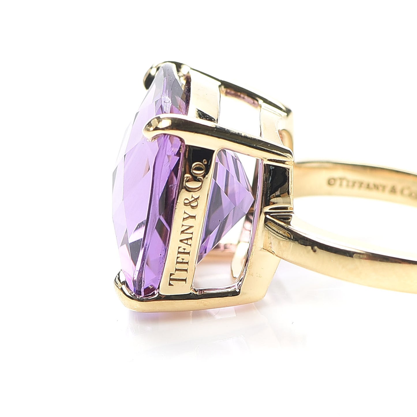 18K Yellow Gold Amethyst Sparklers Cocktail Ring 50 5.5